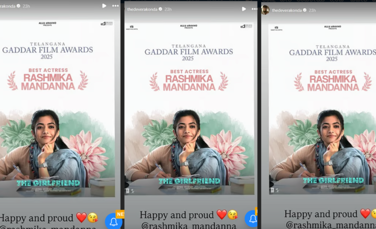 the Girlfriend ಸಿನಿಮಾಕ್ಕೆ ರಶ್ಮಿಕಾಗೆ ಅತ್ಯುತ್ತಮ ನಟಿ ಪ್ರಶಸ್ತಿ; ವಿಜಯ್ ಸಂತಸ