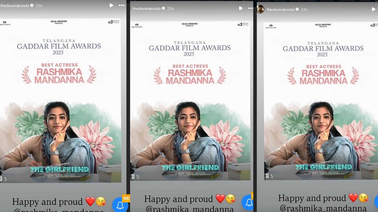 the Girlfriend ಸಿನಿಮಾಕ್ಕೆ ರಶ್ಮಿಕಾಗೆ ಅತ್ಯುತ್ತಮ ನಟಿ ಪ್ರಶಸ್ತಿ; ವಿಜಯ್ ಸಂತಸ